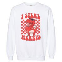 I Steal Hearts Dinosaur Valentines Garment-Dyed Sweatshirt