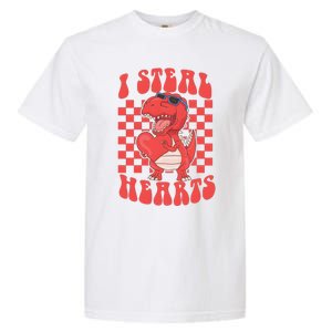 I Steal Hearts Dinosaur Valentines Garment-Dyed Heavyweight T-Shirt