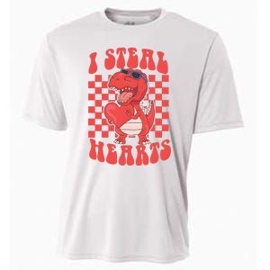 I Steal Hearts Dinosaur Valentines Cooling Performance Crew T-Shirt