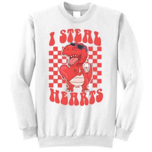 I Steal Hearts Dinosaur Valentines Sweatshirt