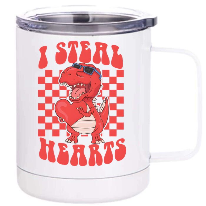 I Steal Hearts Dinosaur Valentines 12 oz Stainless Steel Tumbler Cup