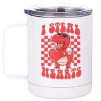 I Steal Hearts Dinosaur Valentines 12 oz Stainless Steel Tumbler Cup