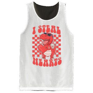 I Steal Hearts Dinosaur Valentines Mesh Reversible Basketball Jersey Tank