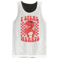 I Steal Hearts Dinosaur Valentines Mesh Reversible Basketball Jersey Tank