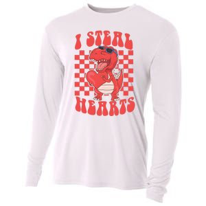 I Steal Hearts Dinosaur Valentines Cooling Performance Long Sleeve Crew