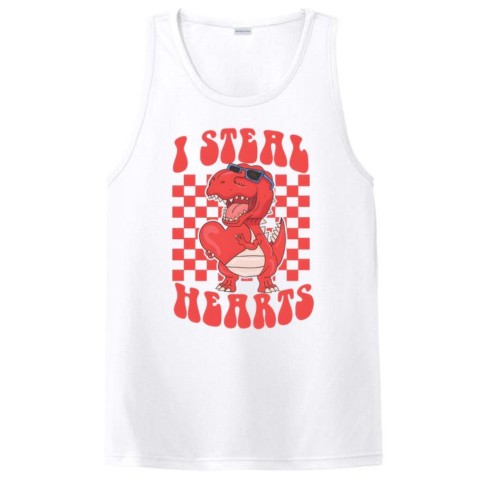 I Steal Hearts Dinosaur Valentines PosiCharge Competitor Tank