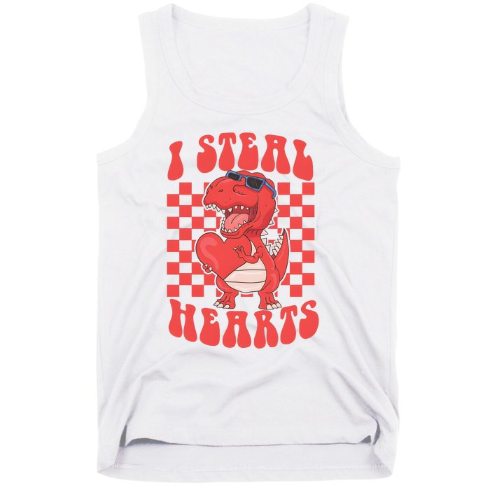 I Steal Hearts Dinosaur Valentines Tank Top