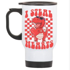 I Steal Hearts Dinosaur Valentines Stainless Steel Travel Mug