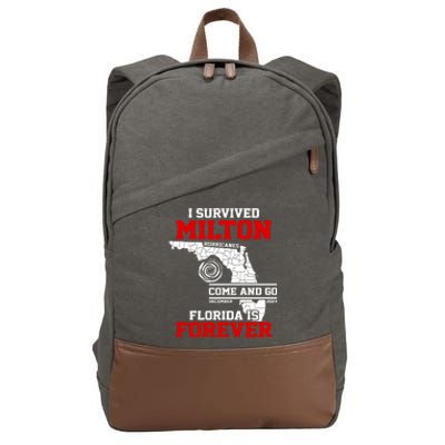 I Survived Hurricane Milton 2024 Florida Is Forever Cotton Canvas Backpack