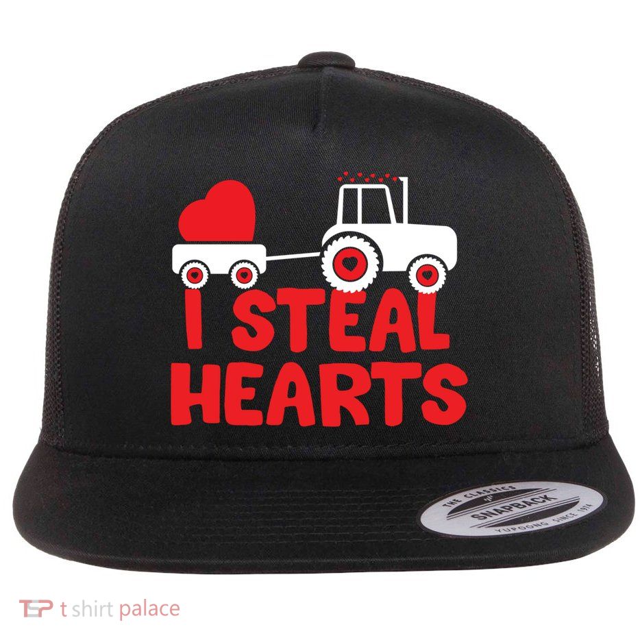 I Steal Hearts Dinosaur Valentines Day Toddle Gift Flatbill Hat
