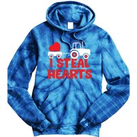 I Steal Hearts Dinosaur Valentines Day Toddle Gift Tie Dye Hoodie