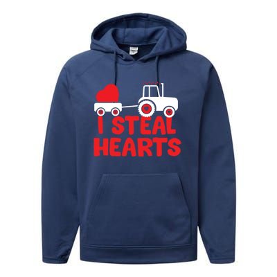 I Steal Hearts Dinosaur Valentines Day Toddle Gift Performance Fleece Hoodie