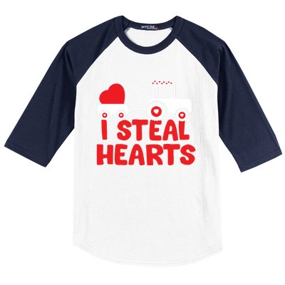 I Steal Hearts Dinosaur Valentines Day Toddle Gift Baseball Sleeve Shirt