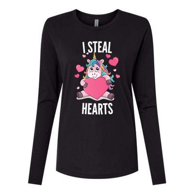 I Steal Hearts Unicorn Lover Valentine's Day Hearts Gift Womens Cotton Relaxed Long Sleeve T-Shirt