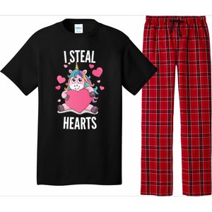 I Steal Hearts Unicorn Lover Valentine's Day Hearts Gift Pajama Set