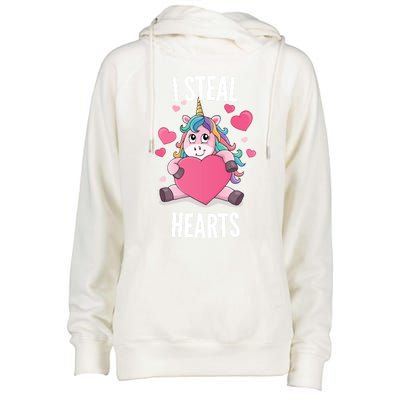 I Steal Hearts Unicorn Lover Valentine's Day Hearts Gift Womens Funnel Neck Pullover Hood