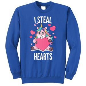 I Steal Hearts Unicorn Lover Valentine's Day Hearts Gift Tall Sweatshirt