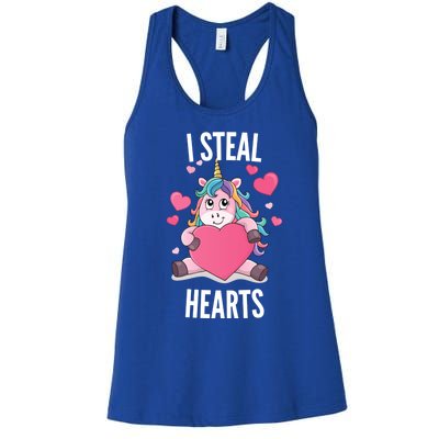 I Steal Hearts Unicorn Lover Valentine's Day Hearts Gift Women's Racerback Tank