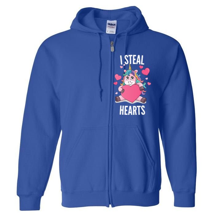 I Steal Hearts Unicorn Lover Valentine's Day Hearts Gift Full Zip Hoodie