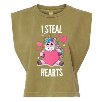 I Steal Hearts Unicorn Lover Valentine's Day Hearts Gift Garment-Dyed Women's Muscle Tee