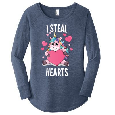 I Steal Hearts Unicorn Lover Valentine's Day Hearts Gift Women's Perfect Tri Tunic Long Sleeve Shirt