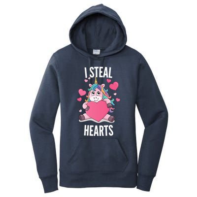 I Steal Hearts Unicorn Lover Valentine's Day Hearts Gift Women's Pullover Hoodie