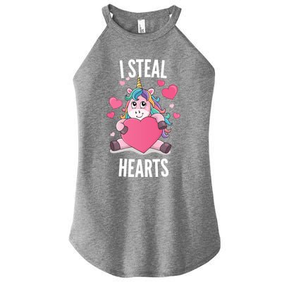 I Steal Hearts Unicorn Lover Valentine's Day Hearts Gift Women’s Perfect Tri Rocker Tank