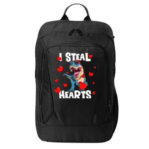 I Steal Hearts Dinosaur Valentines Day Funny Gift City Backpack