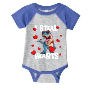 I Steal Hearts Dinosaur Valentines Day Funny Gift Infant Baby Jersey Bodysuit