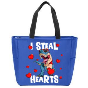 I Steal Hearts Dinosaur Valentines Day Funny Gift Zip Tote Bag