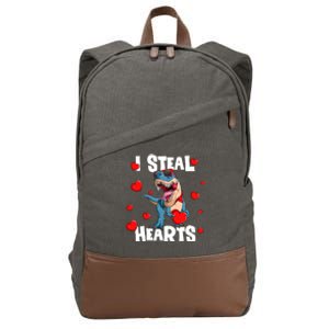 I Steal Hearts Dinosaur Valentines Day Funny Gift Cotton Canvas Backpack