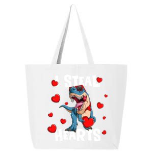 I Steal Hearts Dinosaur Valentines Day Funny Gift 25L Jumbo Tote