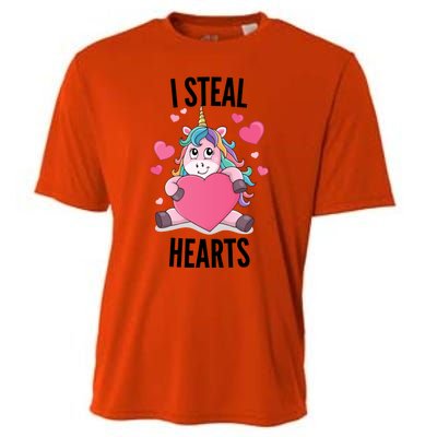 I Steal Hearts Unicorn Lover Valentine's Day Hearts Cool Gift Cooling Performance Crew T-Shirt