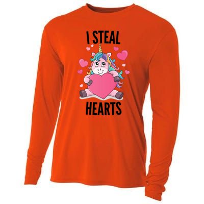 I Steal Hearts Unicorn Lover Valentine's Day Hearts Cool Gift Cooling Performance Long Sleeve Crew