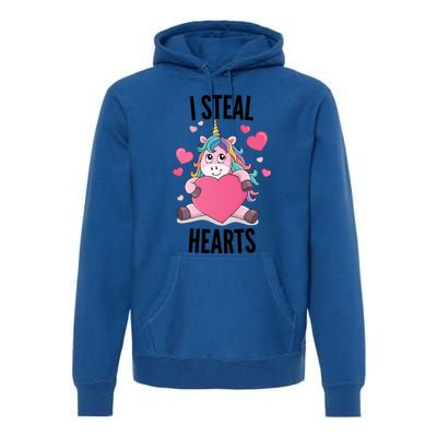 I Steal Hearts Unicorn Lover Valentine's Day Hearts Cool Gift Premium Hoodie