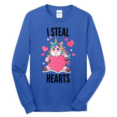 I Steal Hearts Unicorn Lover Valentine's Day Hearts Cool Gift Tall Long Sleeve T-Shirt