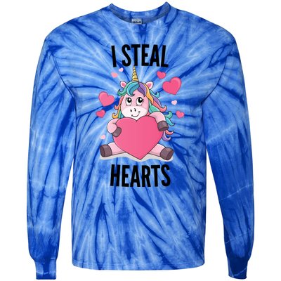 I Steal Hearts Unicorn Lover Valentine's Day Hearts Cool Gift Tie-Dye Long Sleeve Shirt