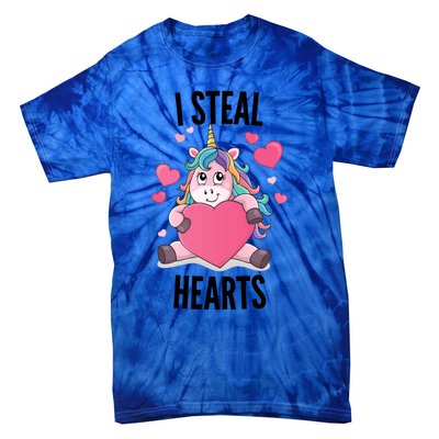 I Steal Hearts Unicorn Lover Valentine's Day Hearts Cool Gift Tie-Dye T-Shirt