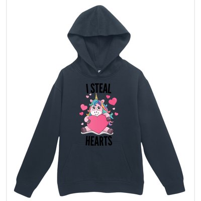 I Steal Hearts Unicorn Lover Valentine's Day Hearts Cool Gift Urban Pullover Hoodie