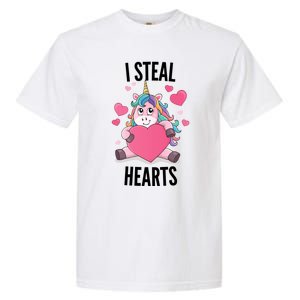 I Steal Hearts Unicorn Lover Valentine's Day Hearts Cool Gift Garment-Dyed Heavyweight T-Shirt