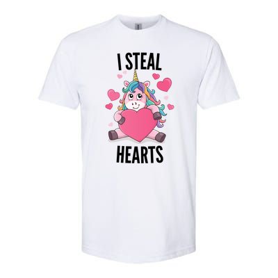 I Steal Hearts Unicorn Lover Valentine's Day Hearts Cool Gift Softstyle CVC T-Shirt