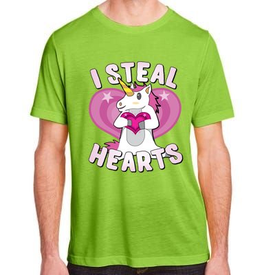 I Steal Hearts Unicorn Valentine's Day Funny Gift Adult ChromaSoft Performance T-Shirt