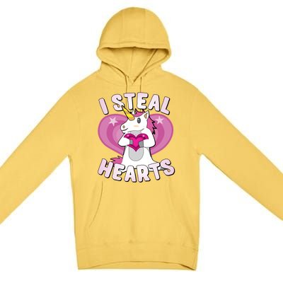 I Steal Hearts Unicorn Valentine's Day Funny Gift Premium Pullover Hoodie