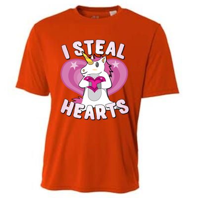 I Steal Hearts Unicorn Valentine's Day Funny Gift Cooling Performance Crew T-Shirt