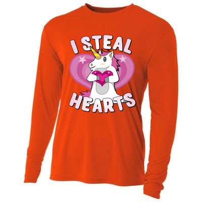 I Steal Hearts Unicorn Valentine's Day Funny Gift Cooling Performance Long Sleeve Crew