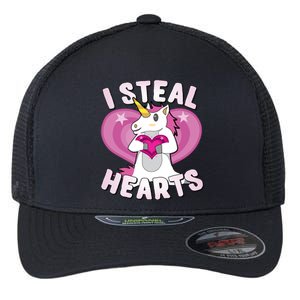 I Steal Hearts Unicorn Valentine's Day Funny Gift Flexfit Unipanel Trucker Cap