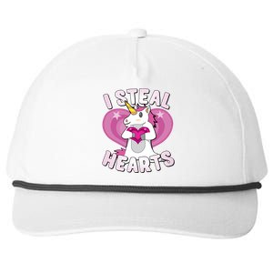 I Steal Hearts Unicorn Valentine's Day Funny Gift Snapback Five-Panel Rope Hat