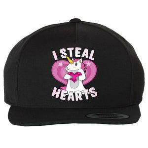 I Steal Hearts Unicorn Valentine's Day Funny Gift Wool Snapback Cap