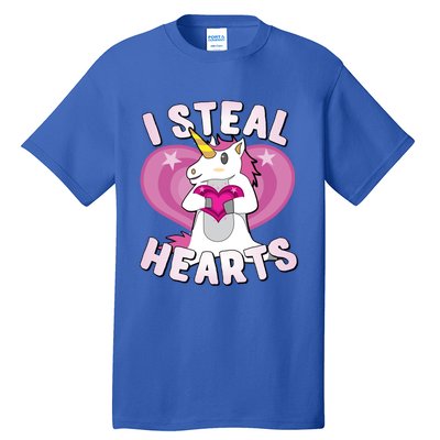 I Steal Hearts Unicorn Valentine's Day Funny Gift Tall T-Shirt