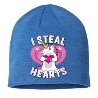 I Steal Hearts Unicorn Valentine's Day Funny Gift Sustainable Beanie